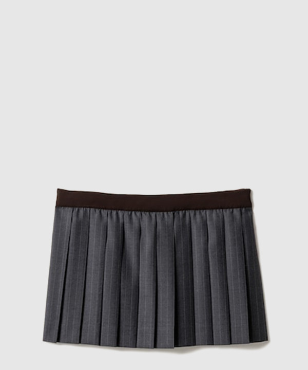 [MIUMIU-미우미우]플리츠 핀스트라이프 미니스커트 MG2529