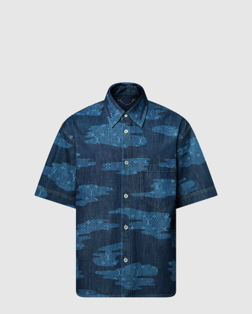 [LOUIS VUITTON-루이비통]모노그램 쇼트 슬리브드 샴브레이 셔츠 1AIMJ7