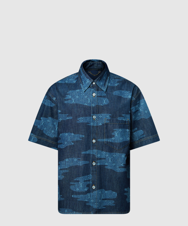 [LOUIS VUITTON-루이비통]모노그램 쇼트 슬리브드 샴브레이 셔츠 1AIMJ7