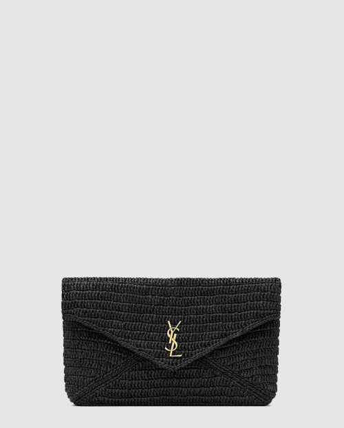[SAINT LAURENT-생로랑]라피아 소재의 CASSANDRE 라지 엔벨로프 파우치 839340
