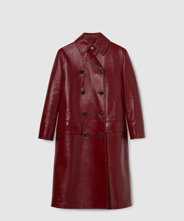 [GUCCI-구찌]샤이니 레더 더블 브레스트 코트 ‎830132