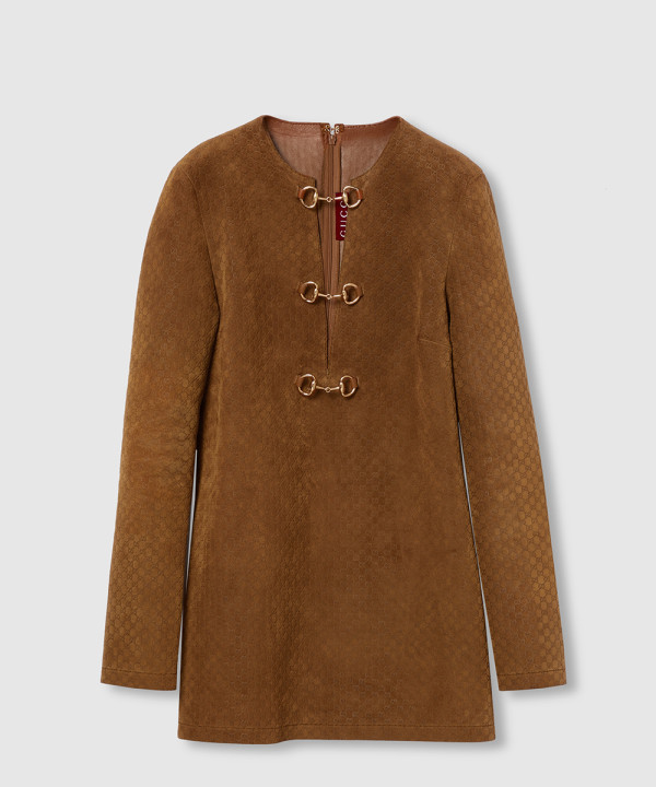 [GUCCI-구찌]홀스빗 디테일의 GG 스웨이드 드레스 817757