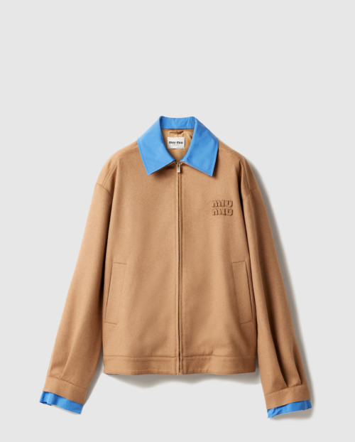 [MIUMIU-미우미우]포플린 디테일 카멜 헤어 블루종 재킷 ML1164