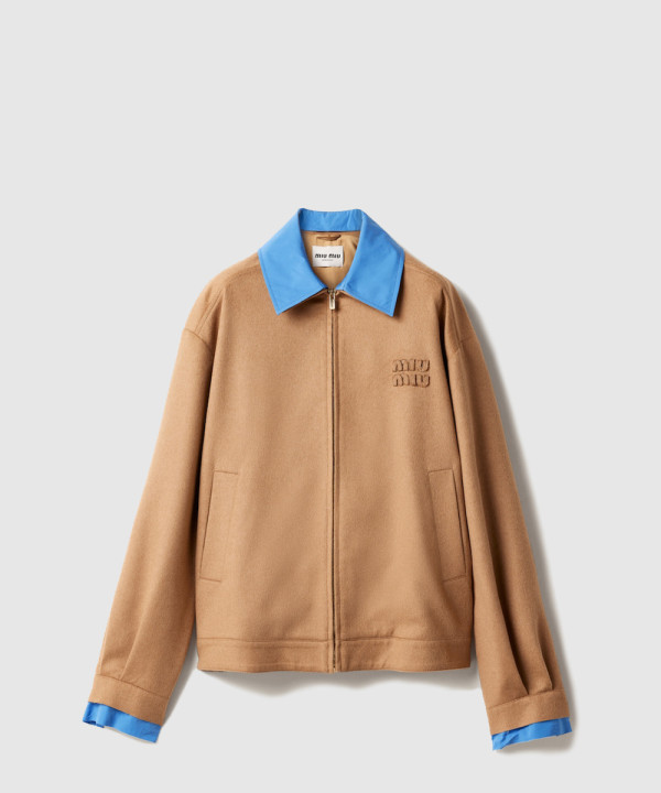 [MIUMIU-미우미우]포플린 디테일 카멜 헤어 블루종 재킷 ML1164