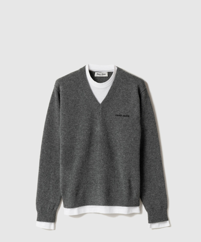 레플리카|이미테이션 miumiu-미우미우캐시미어-v넥-스웨터-mmlb61