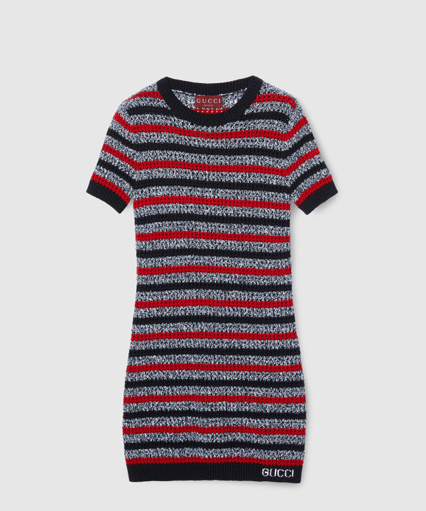 [GUCCI-구찌]스트라이프 파인 코튼 니트 원피스 ‎835988