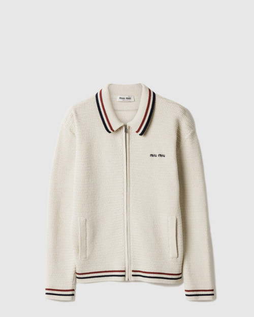 [MIUMIU-미우미우]코튼 니트 지퍼 가디건 MMF969