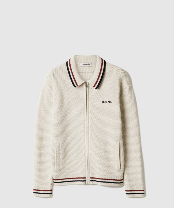 [MIUMIU-미우미우]코튼 니트 지퍼 가디건 MMF969