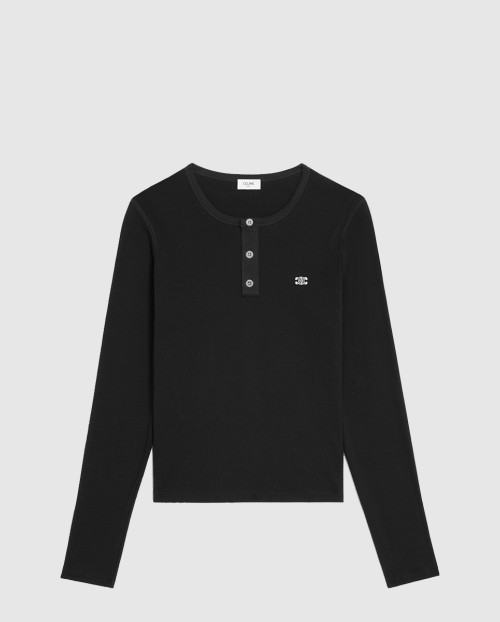 [CELINE-셀린느]롱 슬리브 티셔츠 리브드 코튼 저지 RX0A90