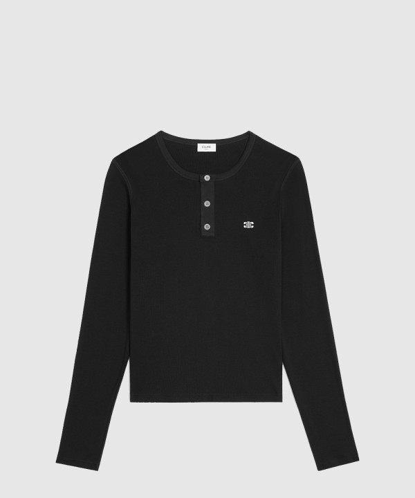 [CELINE-셀린느]롱 슬리브 티셔츠 리브드 코튼 저지 RX0A90