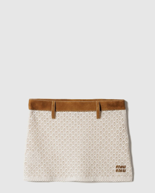 [MIUMIU-미우미우]코튼 및 스웨이드 미니스커트 MMG547