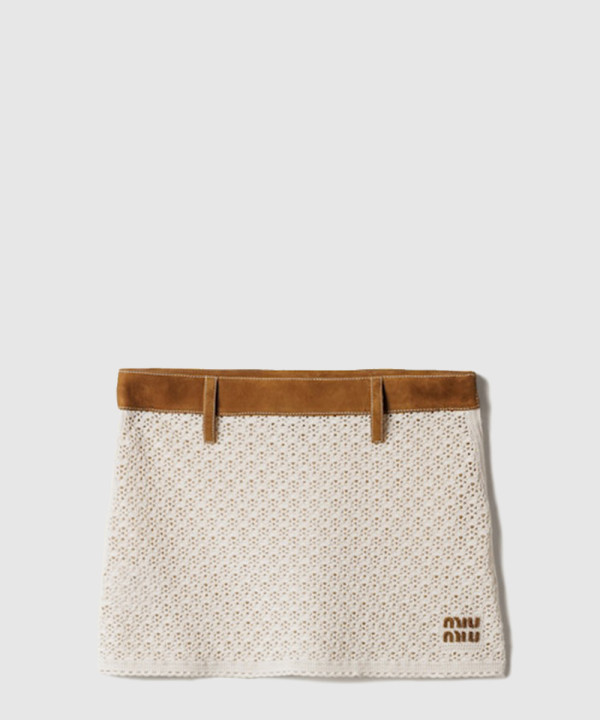 [MIUMIU-미우미우]코튼 및 스웨이드 미니스커트 MMG547