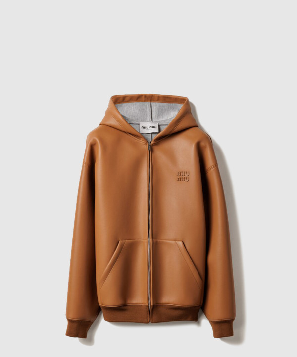 [MIUMIU-미우미우]나파 가죽 본딩 저지 후디 재킷 MPV930