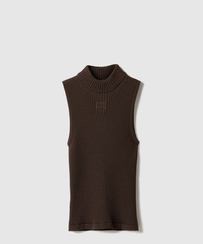 레플리카|이미테이션 miumiu-미우미우립-조직-니트-울-터틀넥-탑-mmv253