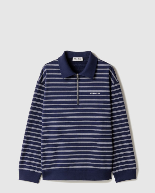 [MIUMIU-미우미우]스트라이프 지퍼 폴로 셔츠 MJL773