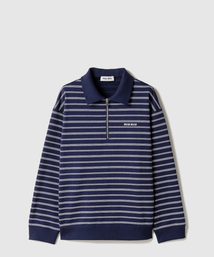 레플리카|이미테이션 miumiu-미우미우스트라이프-지퍼-폴로-셔츠-mjl773