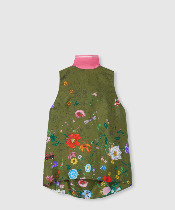 [GUCCI-구찌]프린트 민소매 실크 탑 ‎835605