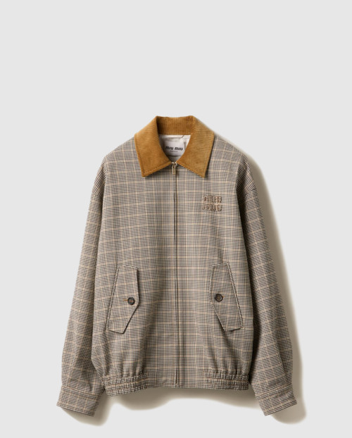 [MIUMIU-미우미우]이중 짜임 체크 블루종 재킷 ML1181