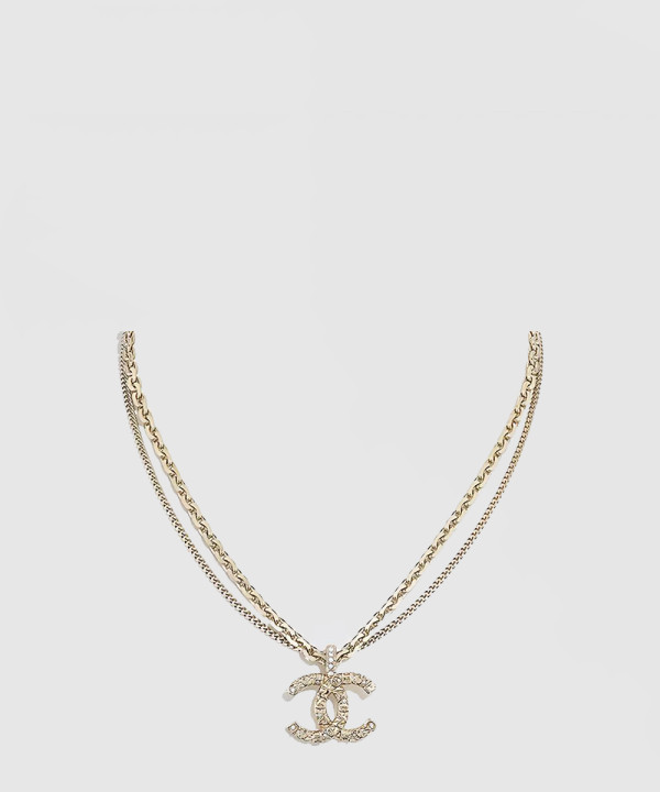[CHANEL-샤넬]로고 큐빅 포인트 목걸이 AB6095