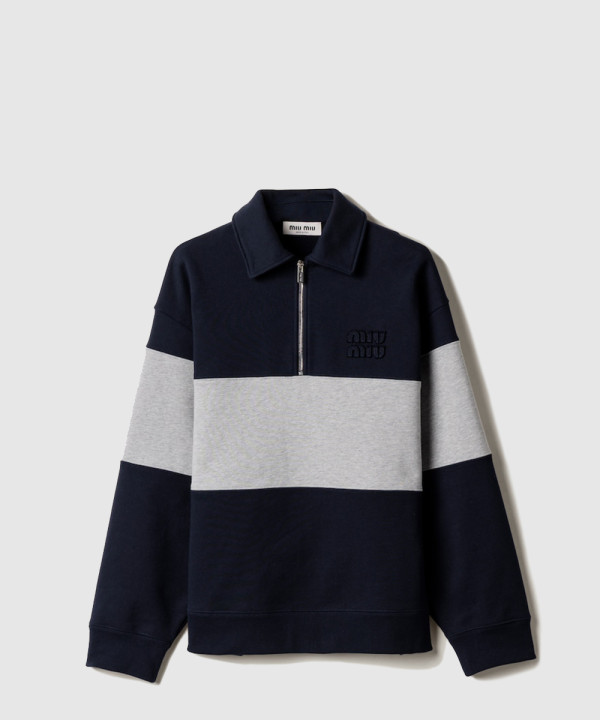 [MIUMIU-미우미우]하프 집업 코튼 스웨트셔츠 MJL090