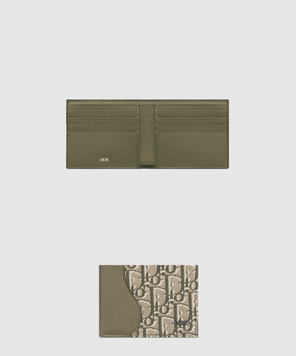 [DIOR-디올]반지갑 새들 2단 지갑 오블리크 자카드 2ADBH