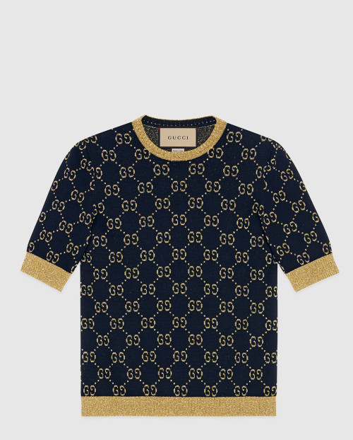 [GUCCI-구찌]‎GG 코튼 라메 패브릭 탑 526759