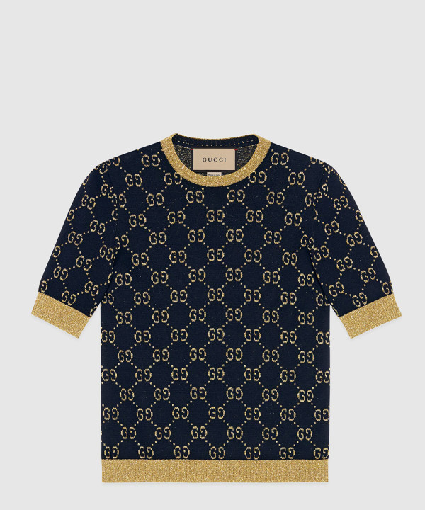 [GUCCI-구찌]‎GG 코튼 라메 패브릭 탑 526759