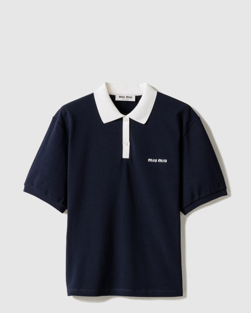 [MIUMIU-미우미우]코튼 피케 폴로 셔츠 MJN559