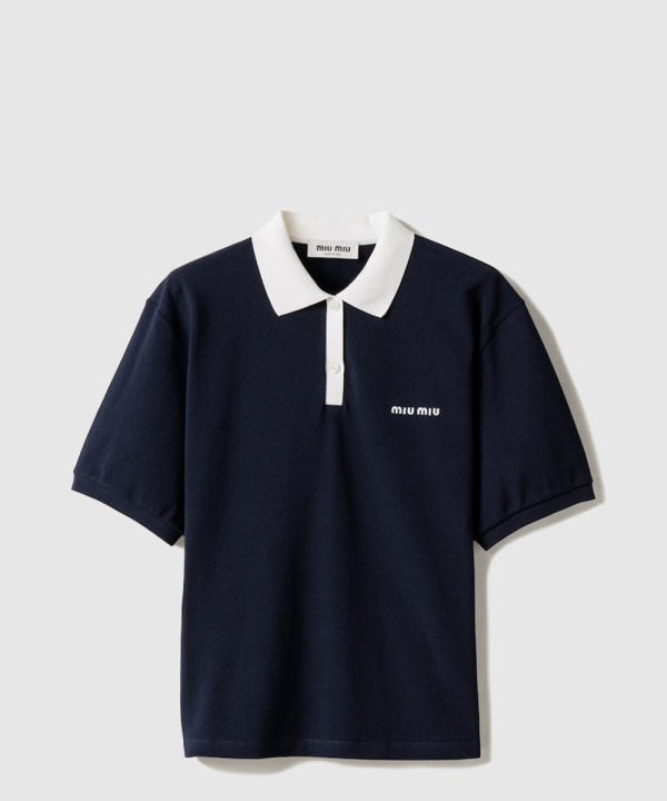 [MIUMIU-미우미우]코튼 피케 폴로 셔츠 MJN559