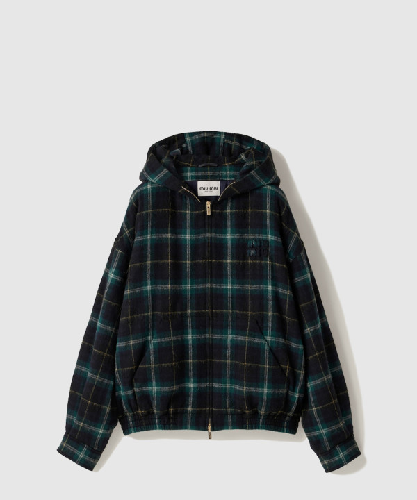 [MIUMIU-미우미우]체크무늬 후드 재킷 ML1011