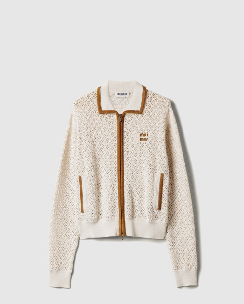 [MIUMIU-미우미우]코튼 및 스웨이드 가디건 MMF965