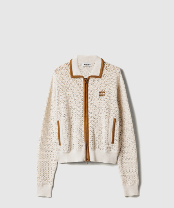 [MIUMIU-미우미우]코튼 및 스웨이드 가디건 MMF965