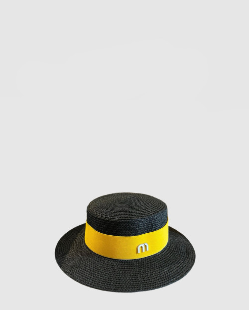 [MIUMIU-미우미우]밀짚 심플 볼러 모자 5HC271