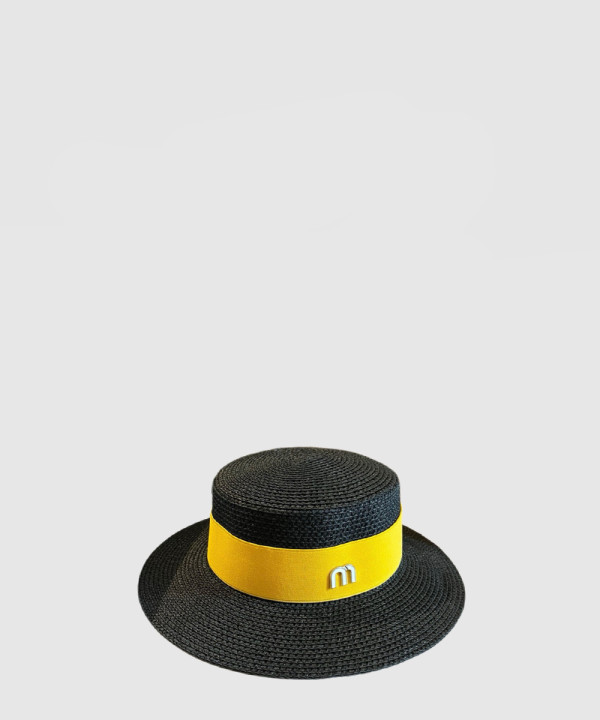 [MIUMIU-미우미우]밀짚 심플 볼러 모자 5HC271