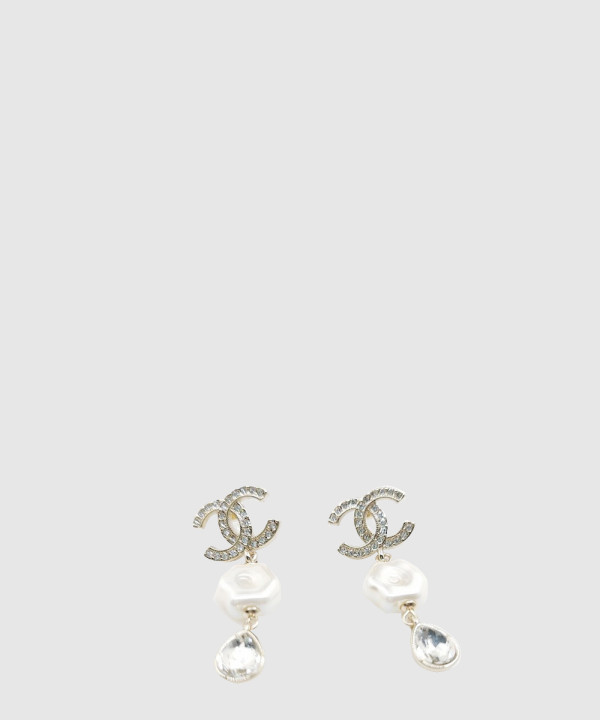 [CHANEL-샤넬]CC로고 크리스탈 드롭 이어링 AB7112