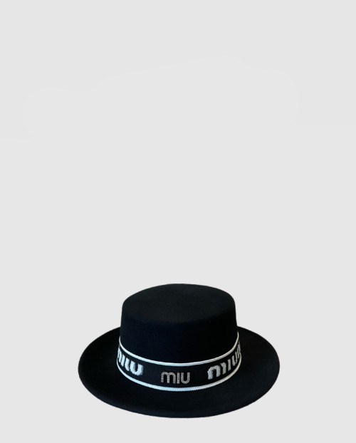 [MIUMIU-미우미우]넓은 챙 플랫 탑 모자 5HC678
