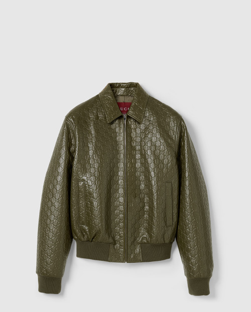 [GUCCI-구찌]GG 엠보싱 가죽 보머 재킷 ‎819326