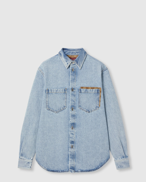 [GUCCI-구찌]GG 인서트 워시드 데님 셔츠 ‎835220
