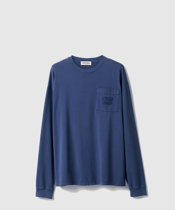 [MIUMIU-미우미우]롱 슬리브 후염 저지 티셔츠 MJL064