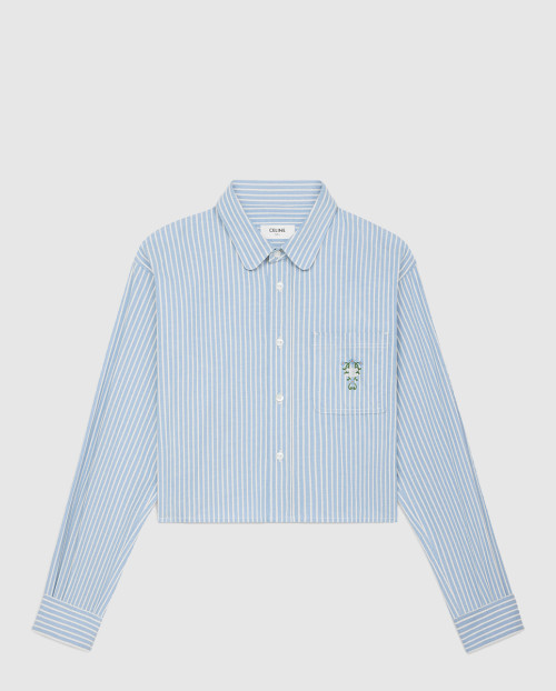 [CELINE-셀린느]크롭 셔츠 히커리 스트라이프 코튼 RC04R0