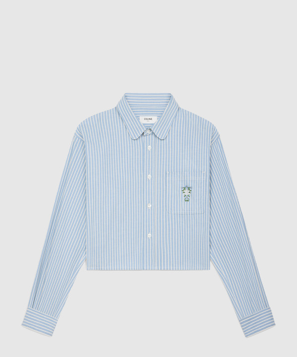 [CELINE-셀린느]크롭 셔츠 히커리 스트라이프 코튼 RC04R0