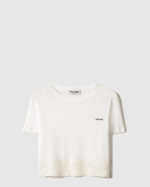 [MIUMIU-미우미우]골지 저지 & 레이스 티셔츠 MT2155