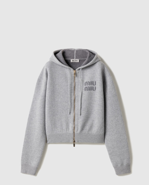 [MIUMIU-미우미우]더블 캐시미어 지퍼 후디 가디건 MMF901
