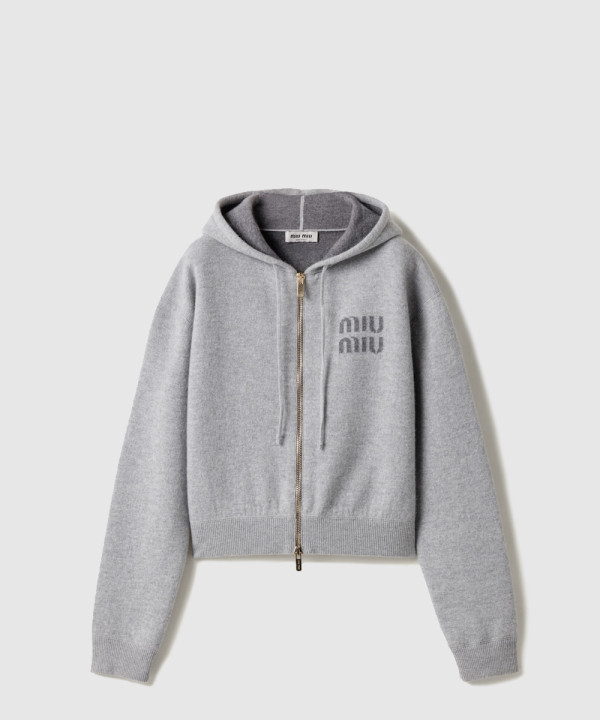 [MIUMIU-미우미우]더블 캐시미어 지퍼 후디 가디건 MMF901