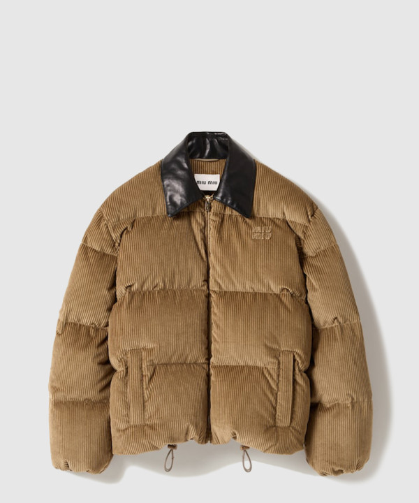 [MIUMIU-미우미우]코듀로이 및 나파 가죽 다운 재킷 ML1321