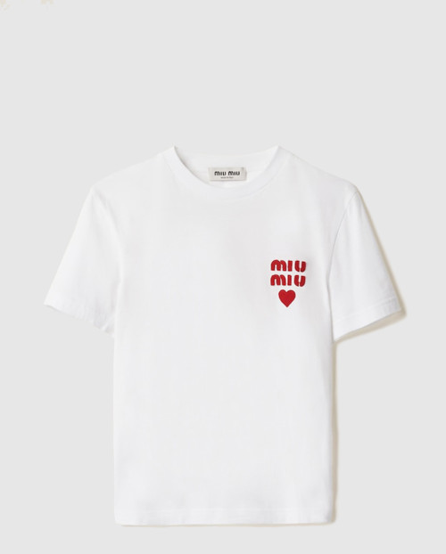 [MIUMIU-미우미우]저지 코튼 티셔츠 MJN499