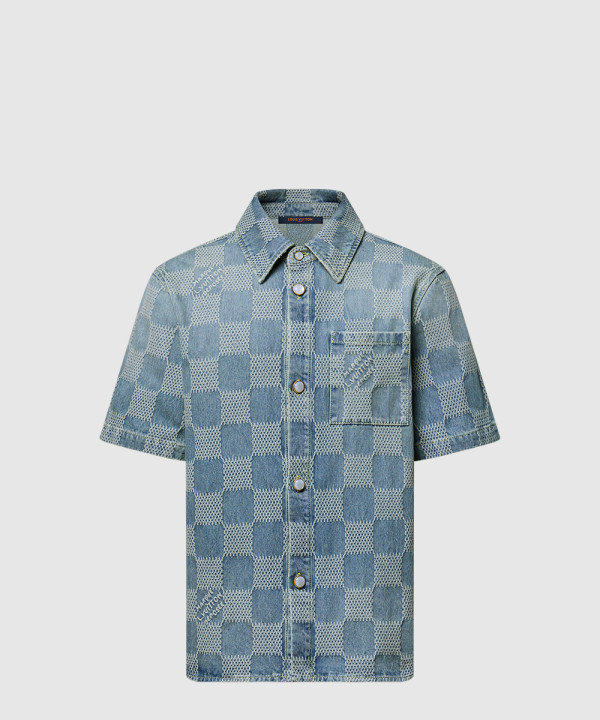 [LOUIS VUITTON-루이비통]DAMIER 3D 경량 반팔 데님 셔츠 1AHVZ3