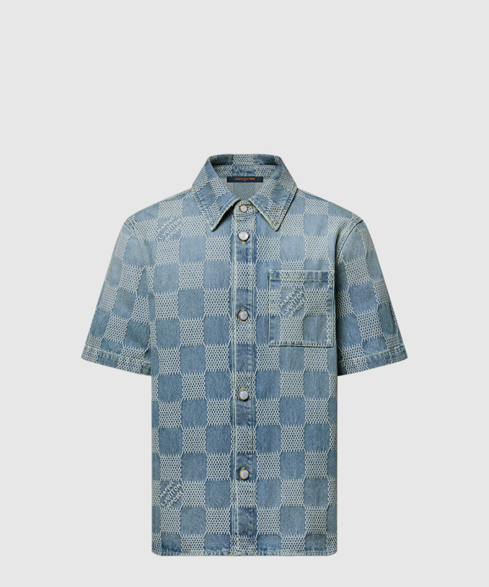 레플리카|이미테이션 louis-vuitton-루이비통damier-3d-경량-반팔-데님-셔츠-1ahvz3