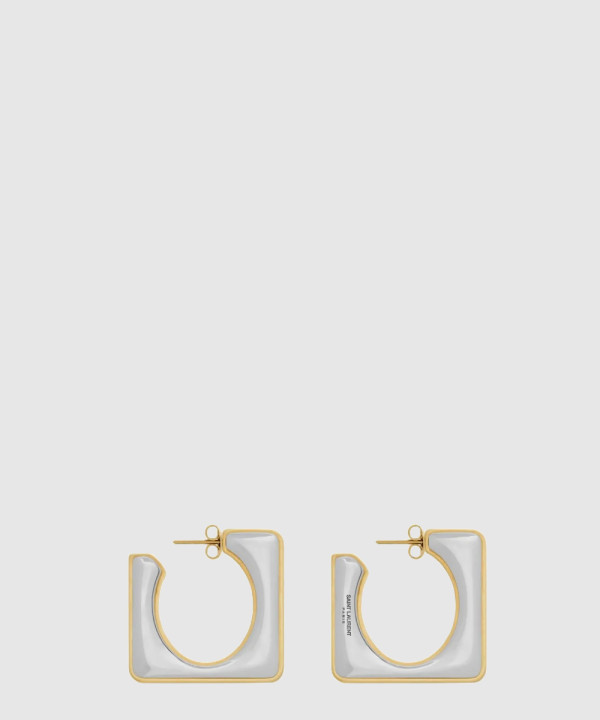 [SAINT LAURENT-생로랑]메탈 소재의 스플릿 스퀘어 후프 이어링788138