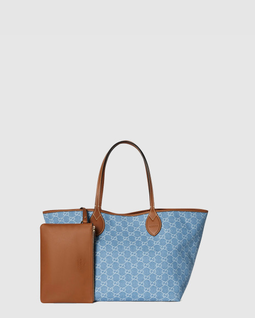 [GUCCI-구찌]가죽 트림 데님 미디엄 토트백 837190